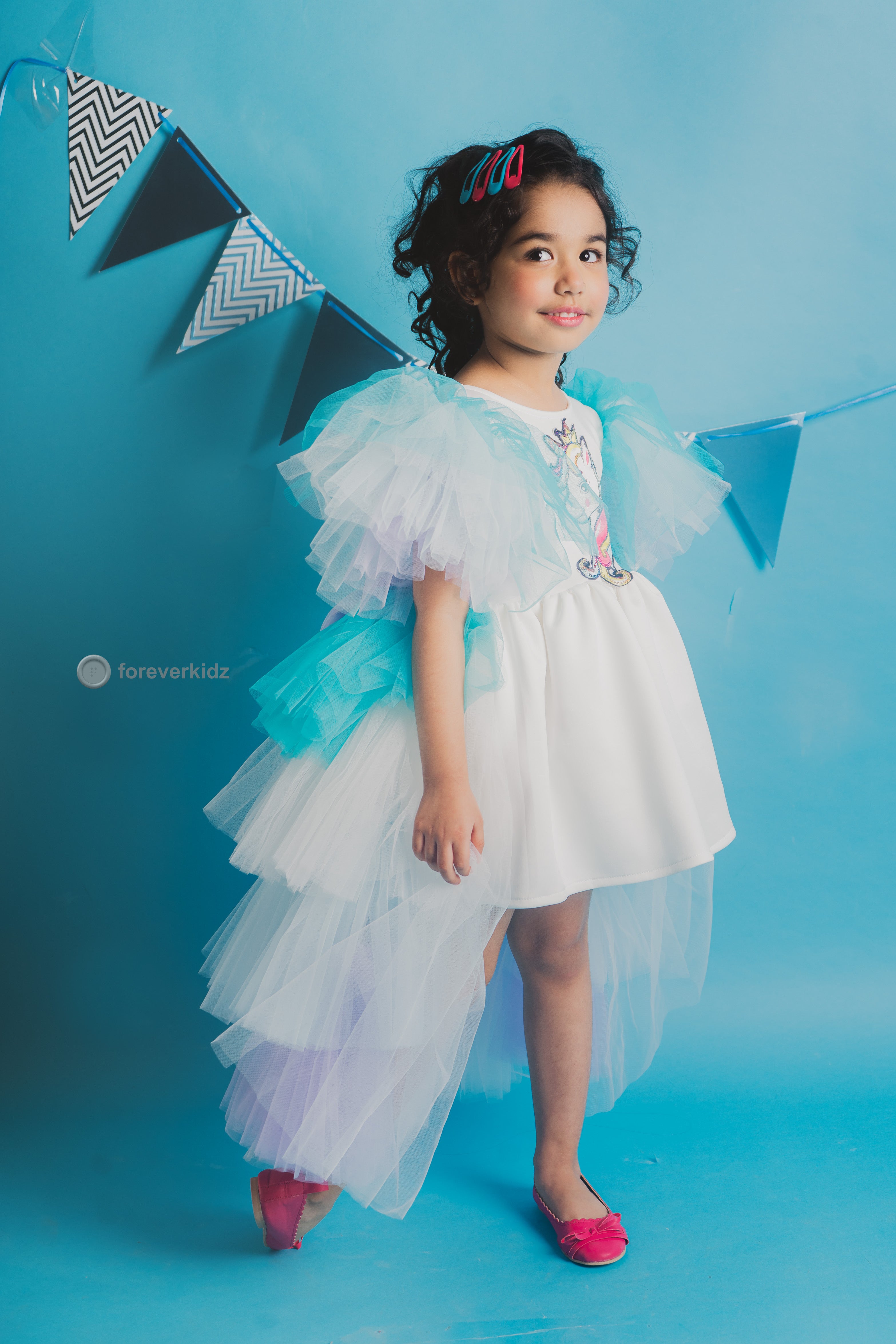 White Unicorn Dress with Trail