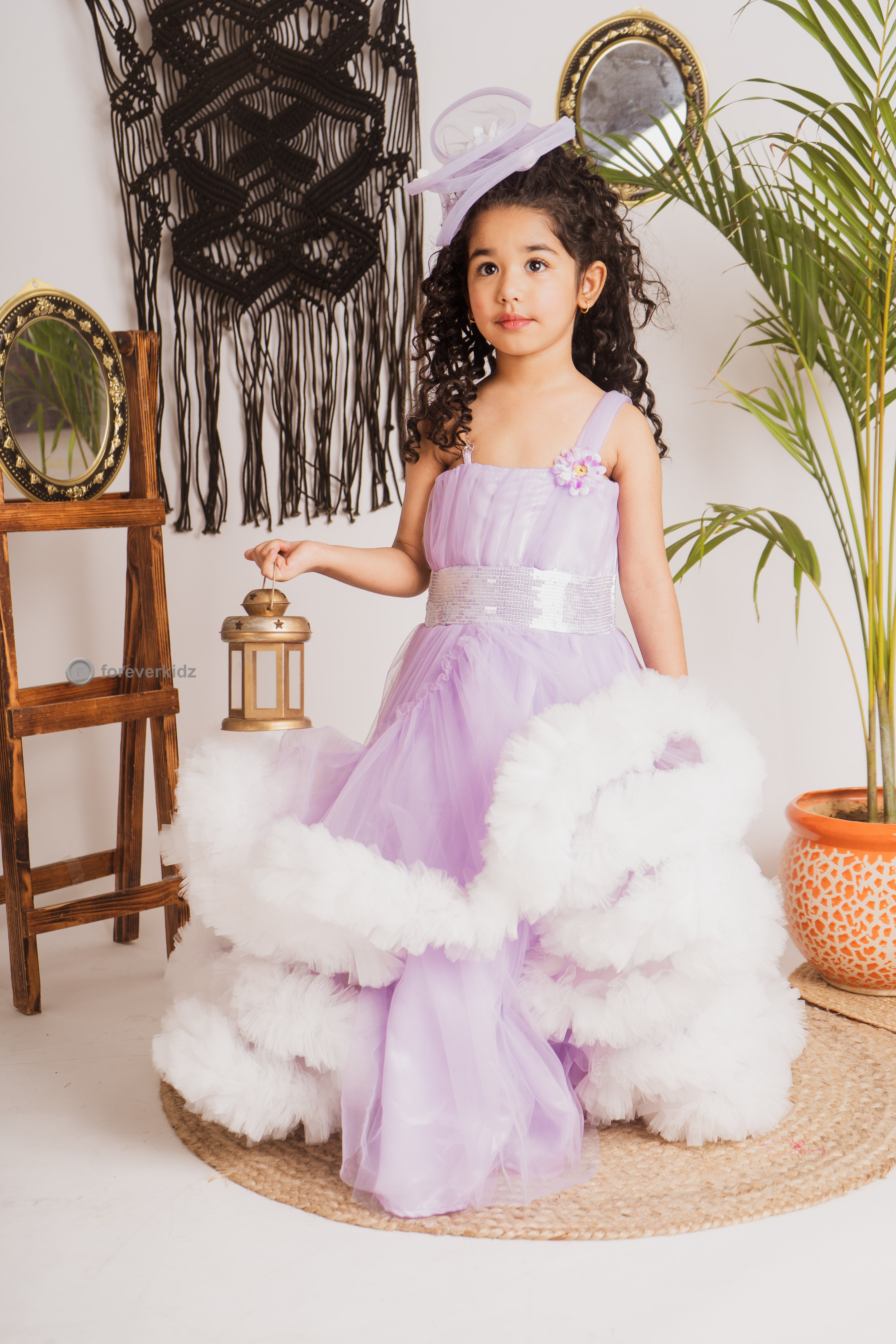 Lavender & Blue Ruffled Gown 