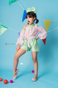 Mint Pops Playsuit with Detachable Sleeve