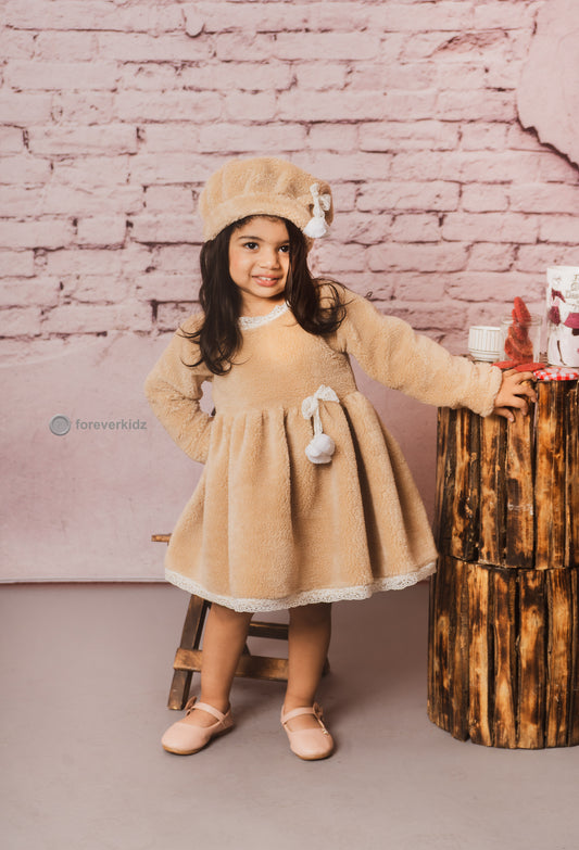 Cozy and Furry Brown Wiggle Dress for Lil Girls