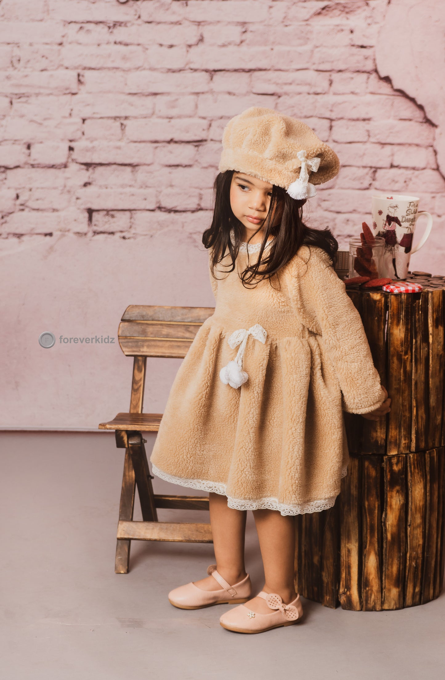 Stunning Brown Canadian Wiggle Dress with Beret Cap