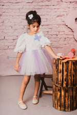 Load image into Gallery viewer, Cozy Fur and Tulle Fabric Lavender Iceland Frock 
