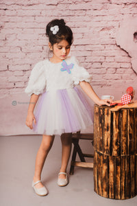 Cozy Fur and Tulle Fabric Lavender Iceland Frock 