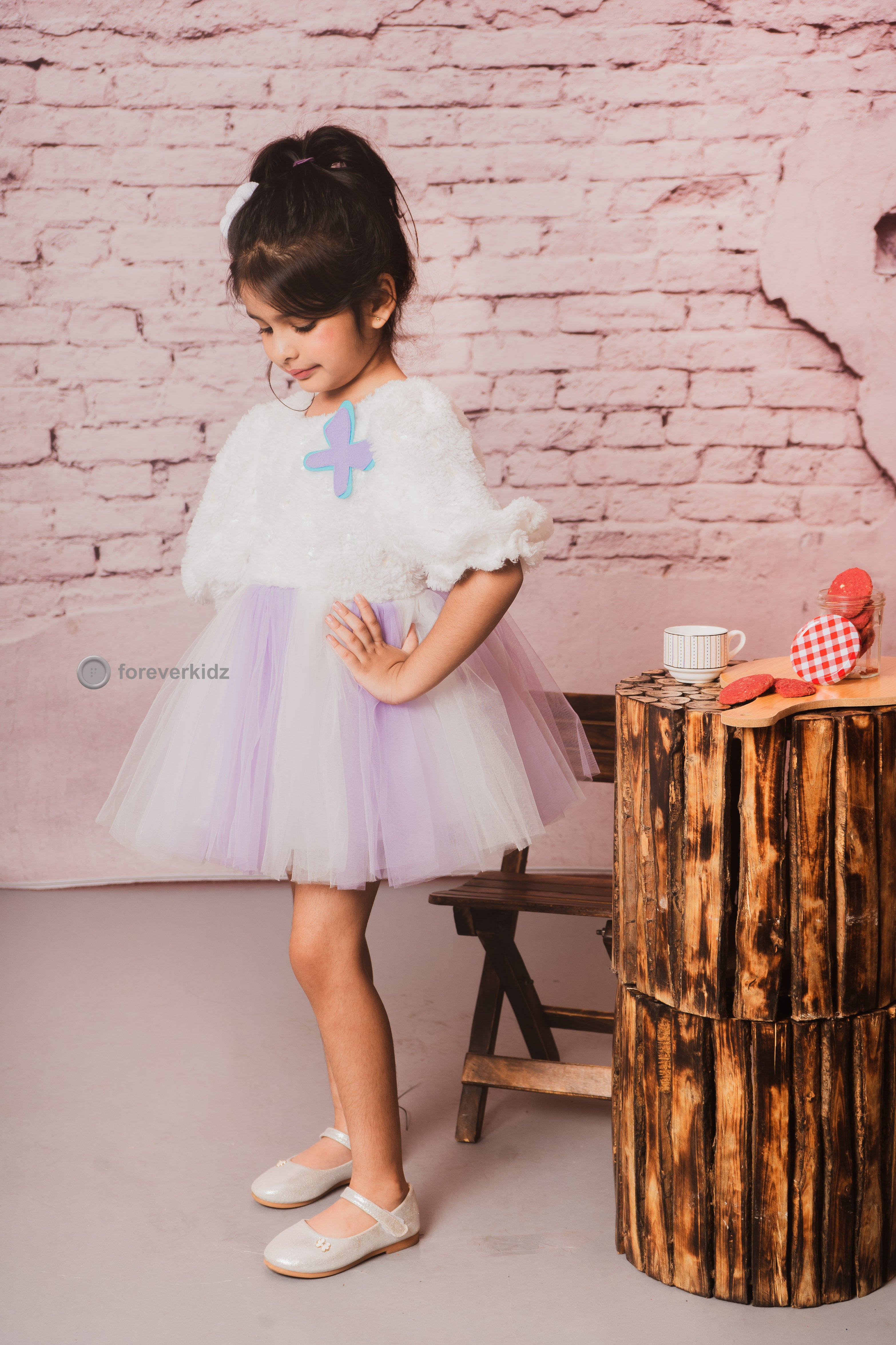 Soft Fur and Tulle Iceland Snuggle Frock for Party 