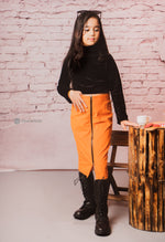 Load image into Gallery viewer, Corduroy Fabric Orange Skirt with Front Zipper for Party
