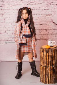 Scottish Fashion Dress with Stylish Coat for Little Girls 