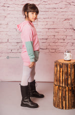 Load image into Gallery viewer, Sea Green and Pink Tokyo Hoodie Dress 
