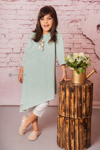 Sea Green Velvet Suit for Girls 