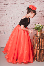 Load image into Gallery viewer, Coral Orange  Queen Velvet Gown for Girls
