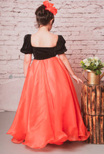 Load image into Gallery viewer, Beautiful Coral Orange Organza and Velvet Gown 
