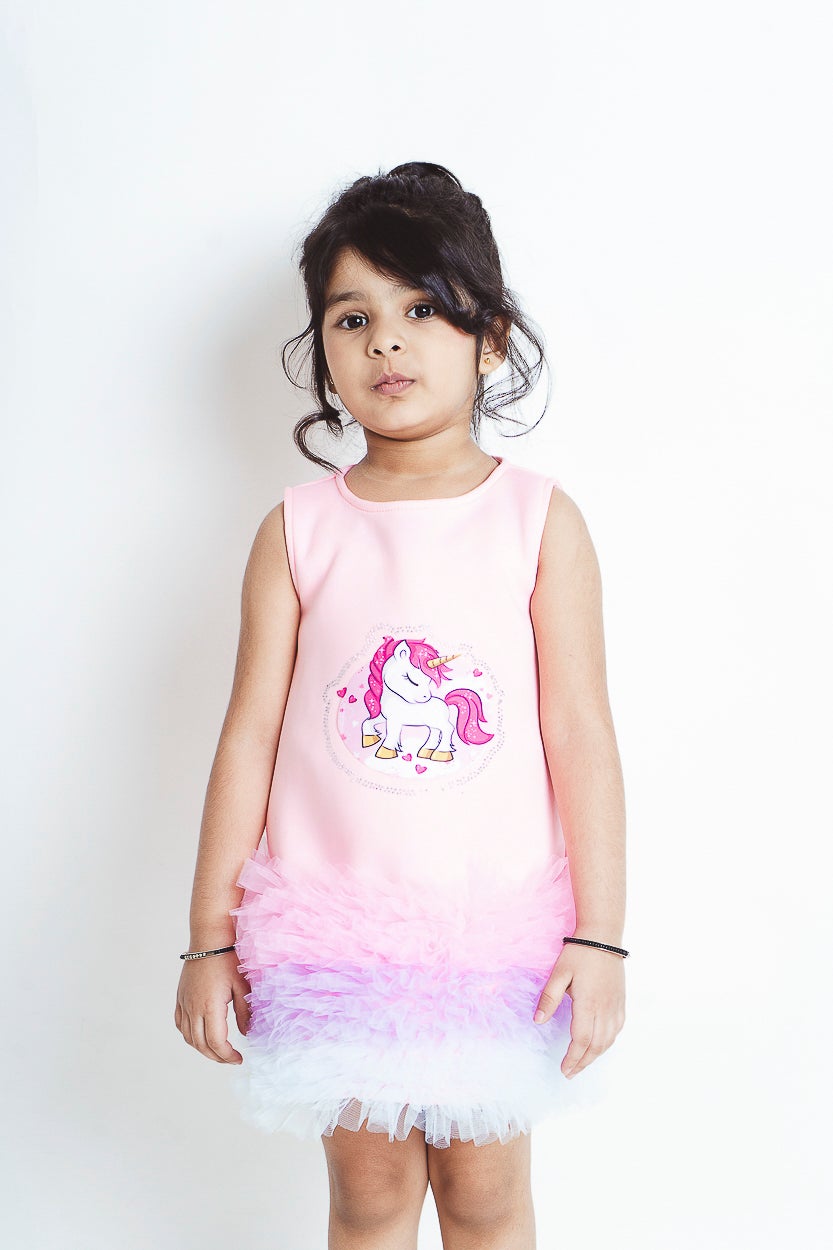 Neoprene body and tulle ruffles Unicorn Dress