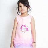 Neoprene body and tulle ruffles Unicorn Dress