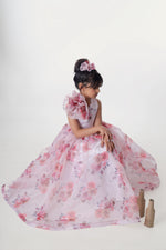 Load image into Gallery viewer, Lengthy Floral organza Gown for Girls
