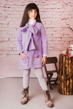 Load image into Gallery viewer, Suede Lavender French Coat for Girls 
