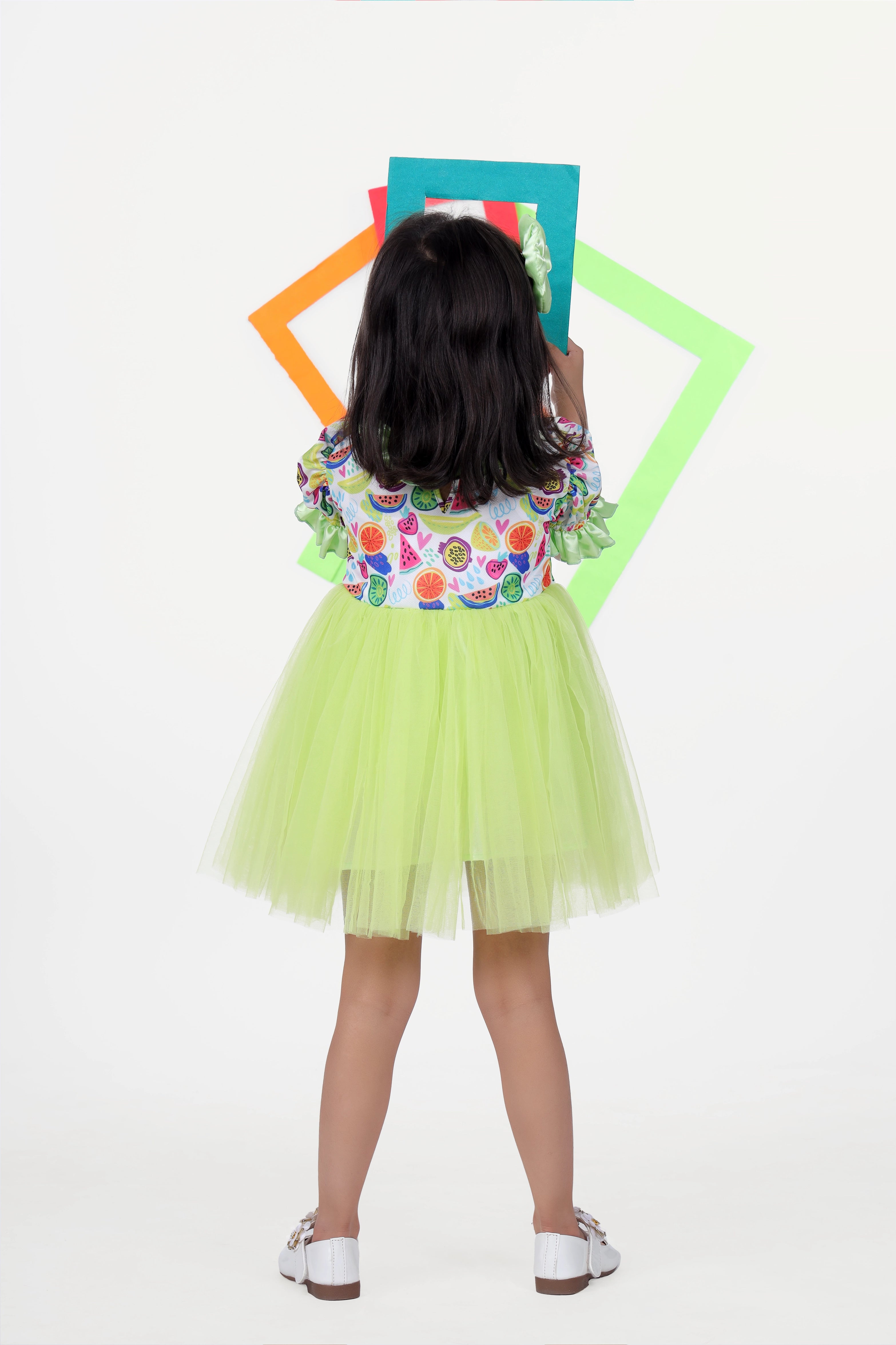 Green Frock with tulle Net 