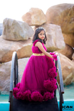 Load image into Gallery viewer, Plum Color Luxury Party Gown for Girls 
