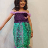 Green & Purple Colour Mermaid Gown 