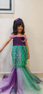 Load image into Gallery viewer, Green &amp; Purple Colour Mermaid Gown 
