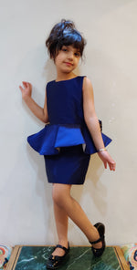 Load image into Gallery viewer, Blue Sapphire Peplum Dress
