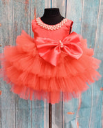 Load image into Gallery viewer, Pearl Blush Ruffle Bow Dress
