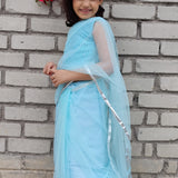 Iris Blue Ruffled Saree