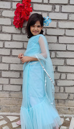 Load image into Gallery viewer, Iris Blue Ruffled Saree
