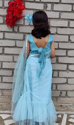 Load image into Gallery viewer, Iris Blue Ruffled Saree

