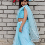 Iris Blue Ruffled Saree
