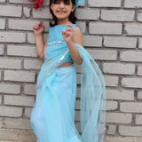 Iris Blue Ruffled Saree