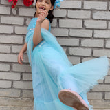 Iris Blue Ruffled Saree