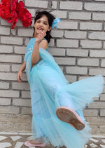 Load image into Gallery viewer, Iris Blue Ruffled Saree
