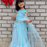 Iris Blue Ruffled Saree
