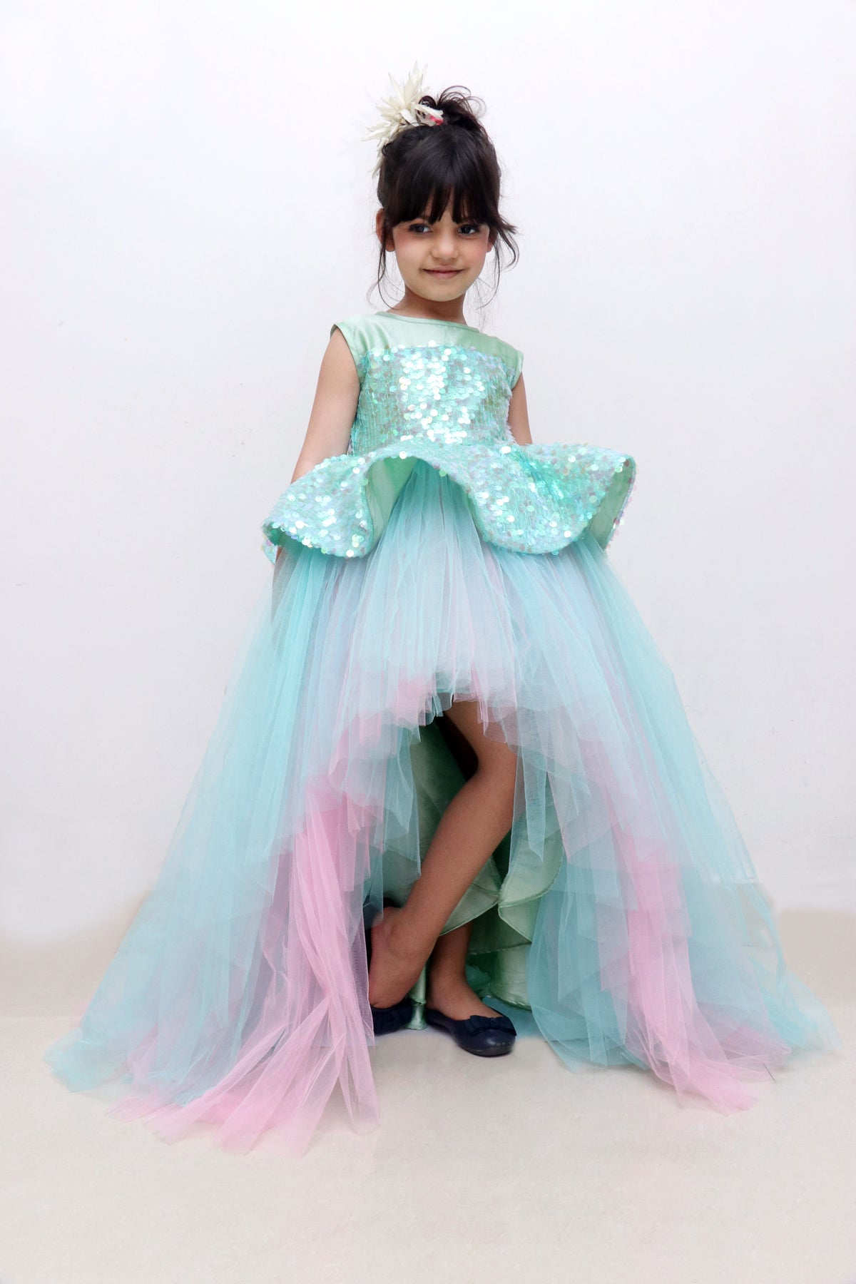 seagreen hilow party gown