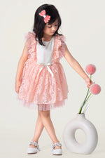 Load image into Gallery viewer, Peach Blossom Frock for Little Girls
