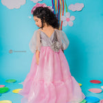Pink & Grey Shade Ruffle Gown 