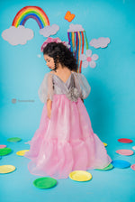 Load image into Gallery viewer, Pink &amp; Grey Shade Ruffle Gown 
