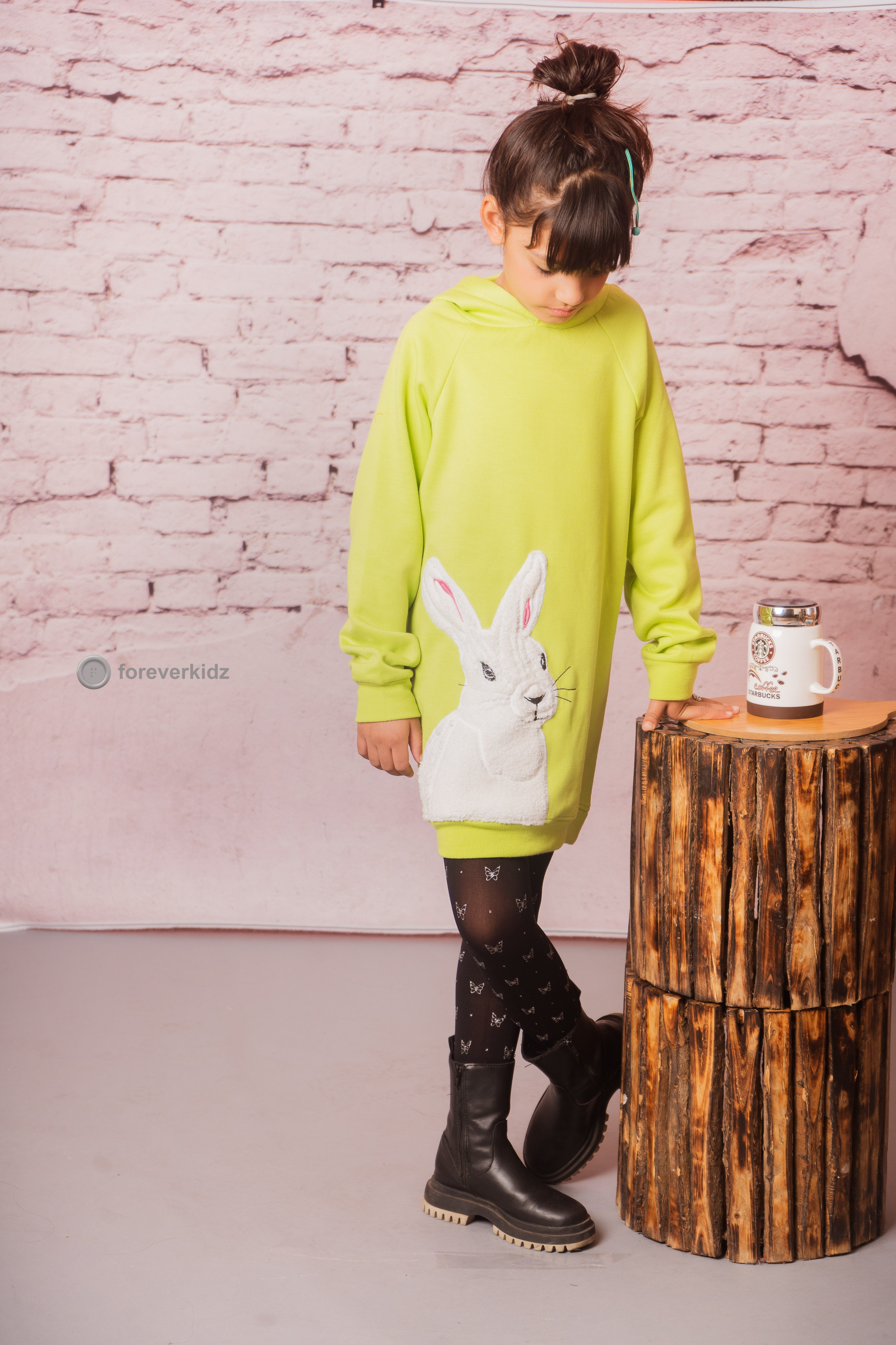 Rabbit Neon Hoodie Dress