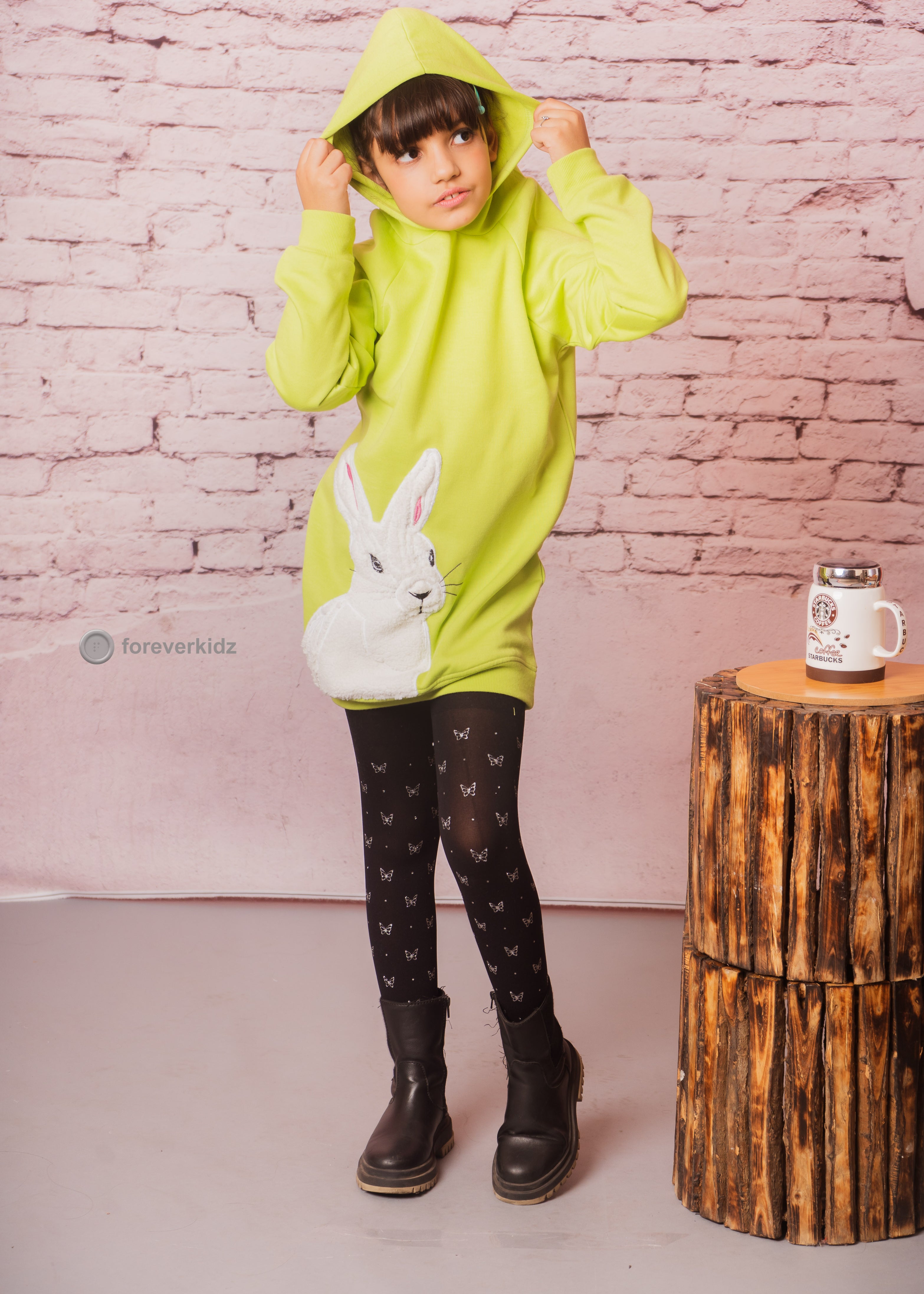 neon hoodie dress Pocket Hoodie Skater Dress in UV Glow Neon Pink Lightning Print w/Black Zen Hood Liner