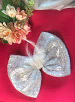 Load image into Gallery viewer, Silver Sparkle Head Bow

