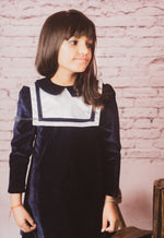 Load image into Gallery viewer, Winter Look Velvet Sailor Dress for Girls
