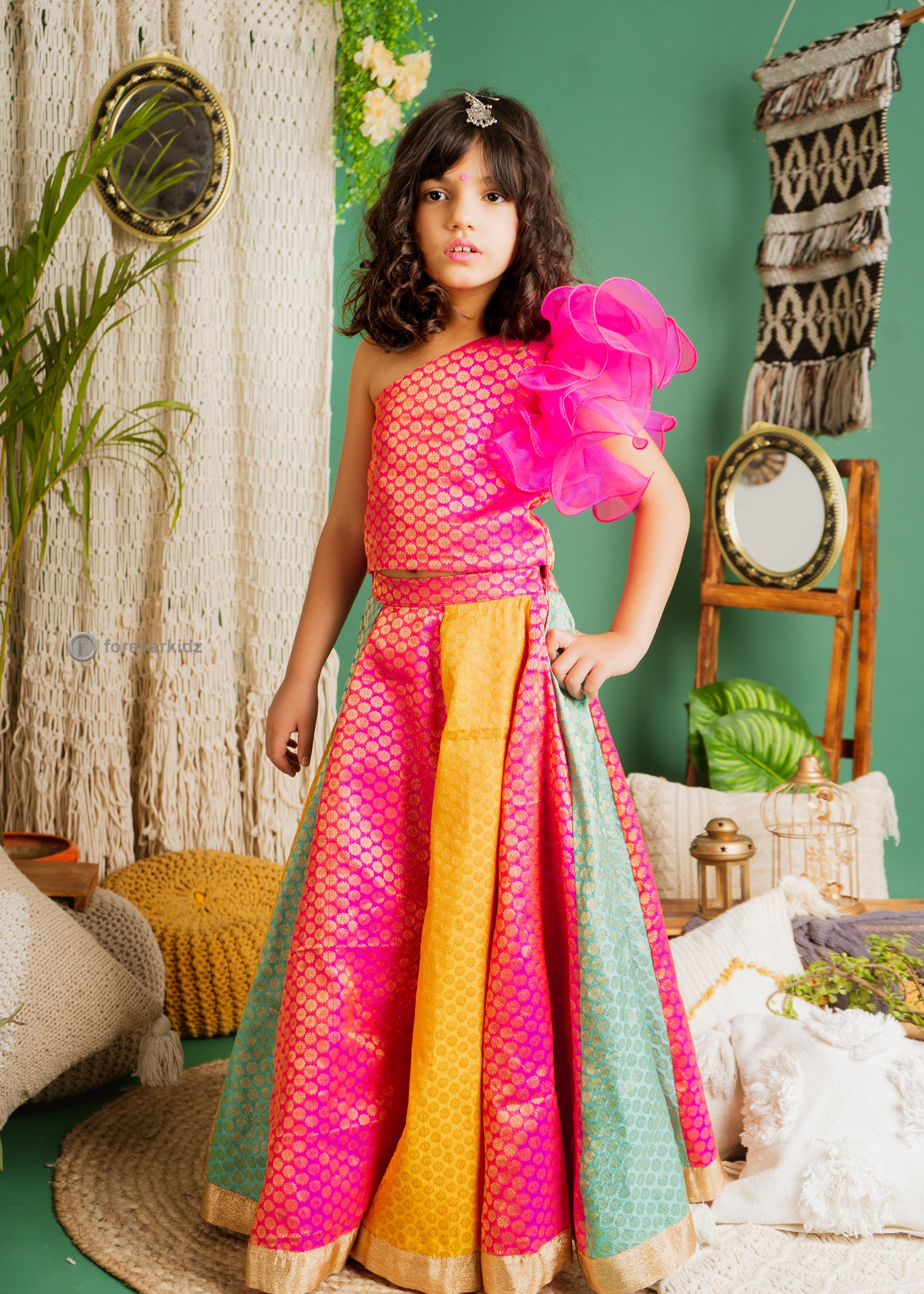Boho Girl Lehenga Choli with Borcade Design