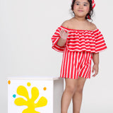Red Stripped Playsuit