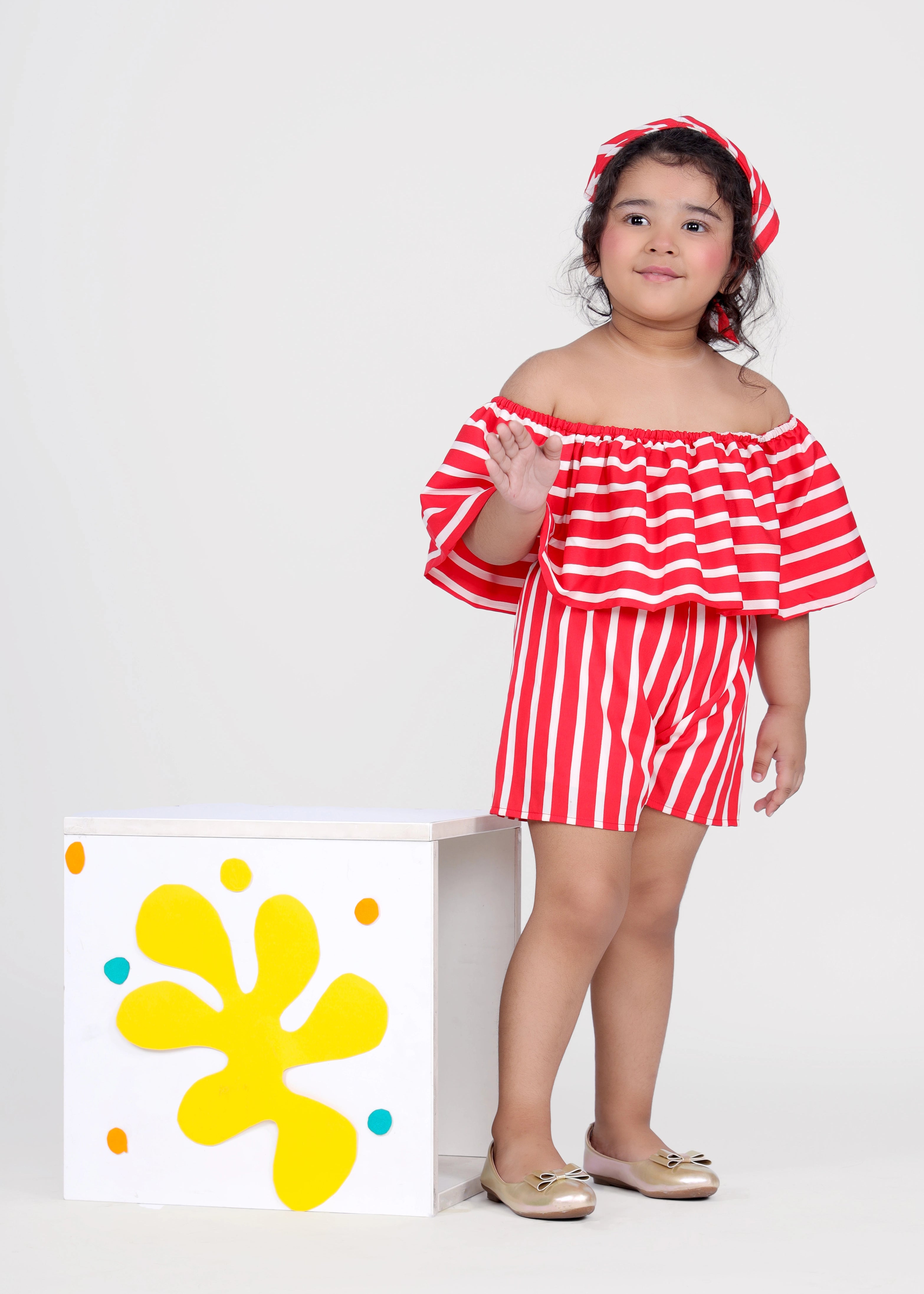 Red Stripped Playsuit