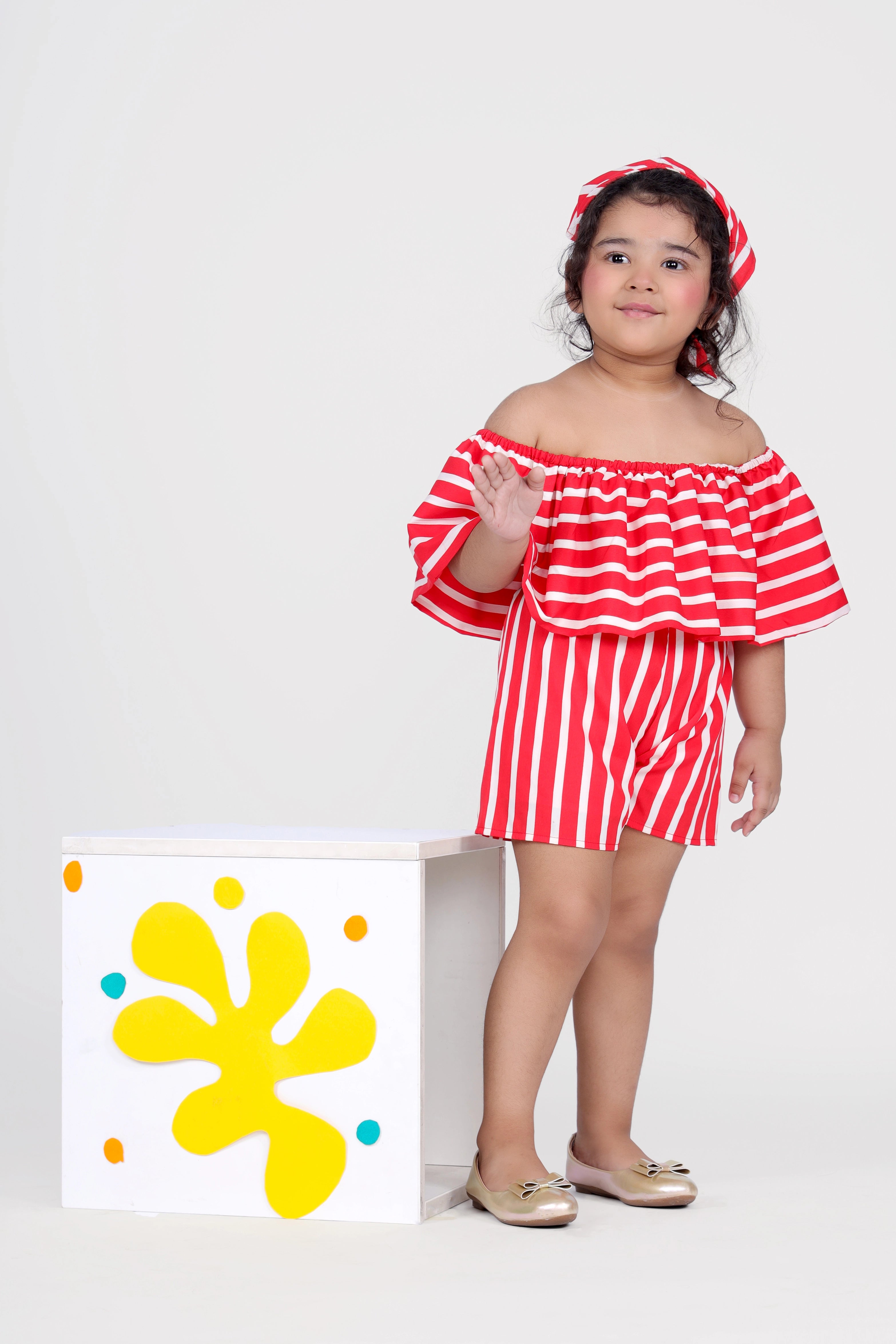 Red Stripped Playsuit
