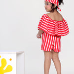 Red Stripped Playsuit for Baby Girl