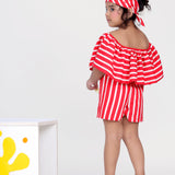 Red Stripped Playsuit for Baby Girl