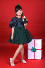 Load image into Gallery viewer, Wreath &amp; Plaid Party Dress 
