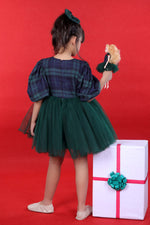 Load image into Gallery viewer, Checkered Plaid Party Frock with Tulle Net 
