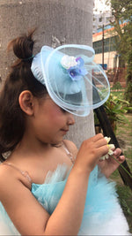 Load image into Gallery viewer, Blue Fancy Cap Fascinator
