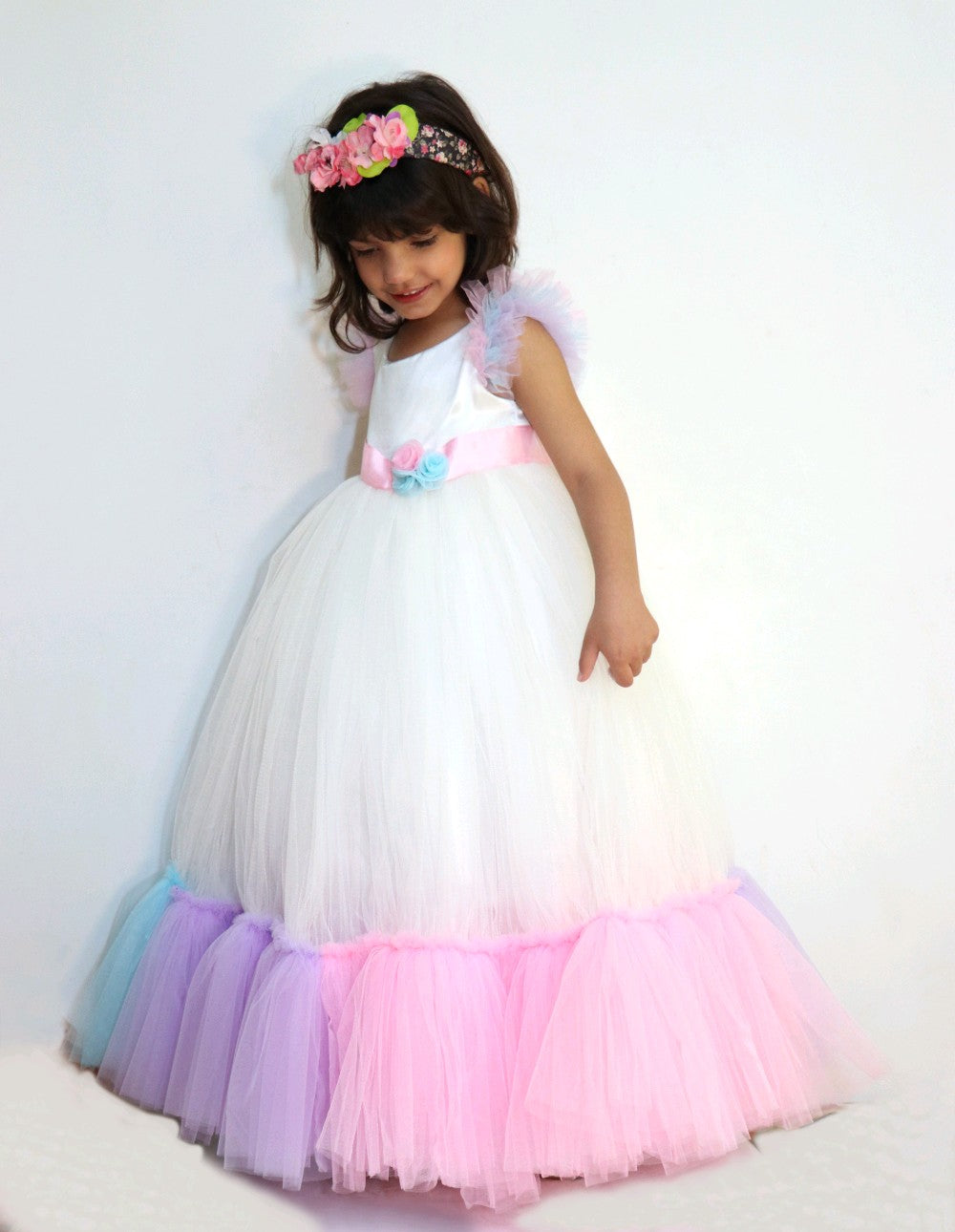 White Unicorn Gown with Twirls 